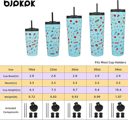 BJPKPK 18oz Insulated Tumbler With lid And Straw Stainless Steel Tumblers Travel Coffee Mug Reusable Thermal Cup,Playground