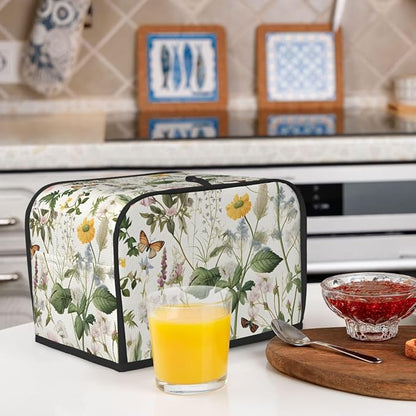 Floral Tropical Leaves 2 Slice Toaster Cover, Dustproof, Waterproof, Polyester, Kitchen Appliance Cover, Toaster Bag