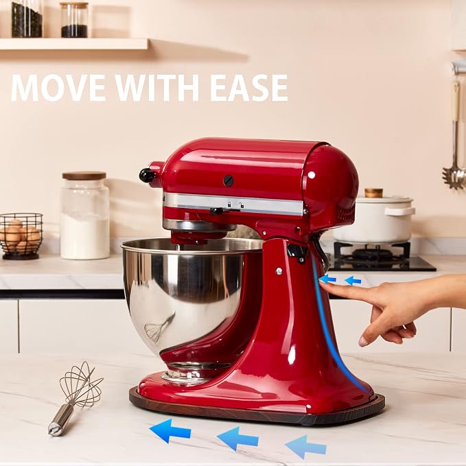 Stand Mixer Mat Compatible with Kitchenaid Bowl Lift 4.5-5 Qt Stand Mixer Kitchenaid Mixer Accessories, Appliance Sliders for Kitchen Appliance Wood Sliding Tray for Stand Mixer