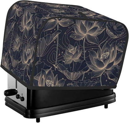 Flower Lotus Pattern Toaster Cover 2 Slice Wide Slot Washable Kitchen Appliance Covers Fingerprint Bread Machine Dust Cover Small Toaster Oven Accessories Covers Bread Maker Bag Women Gift