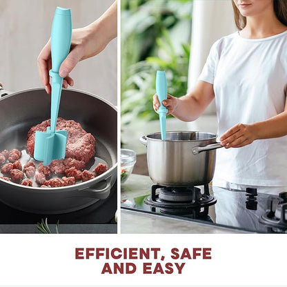 Meat Chopper, Upgrade Hamburger Smasher, Premium Heat Resistant Meat Masher for Ground Beef, Ground Turkey and More, Non Stick Mix Grinder-Aqua