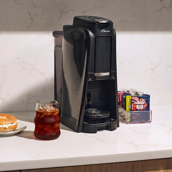 Flavia Aroma Brewer - Coffee Machine, Makes Coffee, Lattes, Tea, and other Hot or Iced Beverages with Single-Serve Freshpacks, Multiple Brew Sizes, Black, Works ONLY with Flavia Freshpacks