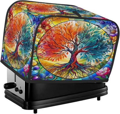 2 Slice Tree Of Life Colored Toaster Cover Waterproof Dust Fingerprint Bread Machine Cover Washable Kitchen Appliance Protector For Home Kitchen Bakeware Table Decor Women Gifts