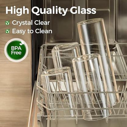 ComSaf 1.2 QT Glass Storage Containers with Lids, Glass Jars with Lids, Clear Food Jar, Square Canister Set of 6, Pantry Organizers and Storage for Cookie Flour Oat Pasta Tea Coffee Bean