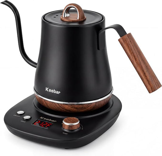 Electric Kettle, 1000W Quick Heating Gooseneck Kettles, 1.0L/33.82oz, 0.8mm Ultra-Fine Spout, Precise Water Flow Control, 304 Stainless Steel Inner, Auto Shut-Off, Boil Dry Protection, Matte Black