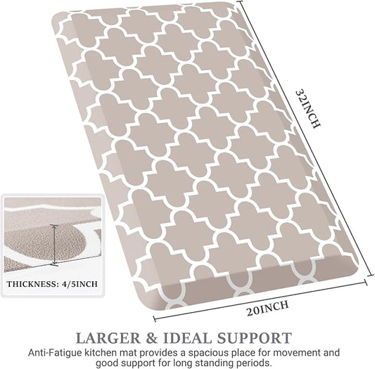 WISELIFE Anti Fatigue Floor Mat - 4/5 Inch Thick Kitchen Mat Non Slip Waterproof Heavy Duty Ergonomic Comfort Mat Durable for Home, Office, Sink, Laundry,(20" x 32", Khaki)