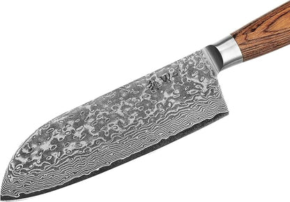 Wakoli EDIB Pro Premium Big Santoku Knife – Japanese Style Kitchen Knife | 6.7-Inch Genuine Damascus Steel Blade with VG10 Core | Ergonomic Pakkawood Handle | Professional Chef Knife in Gift Box