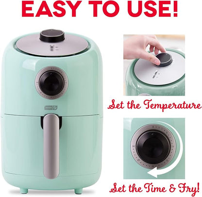 Dash Compact Air Fryer - Healthy Cooking with Auto Shut-Off Feature, Adjustable Temperature Control & Nonstick Fry Basket - Has AirCrisp® Technology - 2 Quart - Aqua