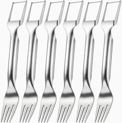 Watermelon Fork Slicer Cutter, 2-in-1 Stainless Steel Watermelon Slicer & Fruit Fork, Summer Kitchen Gadget for BBQ Parties, Camping & RV Adventures