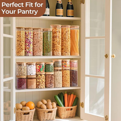ComSaf 0.5 Qt Glass Food Storage Jars Set of 6, Clear Glass Storage Containers with Lids, Pantry Organization Jar, Spice, Blooming Tea, Coffee, Cookie and Sugar Container, Small jar Set for Kitchen