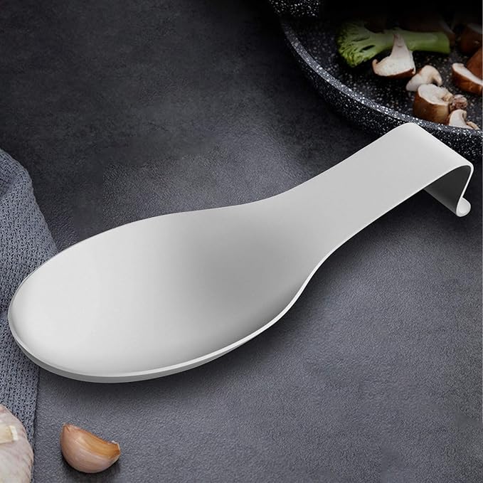 VanlonPro Stainless Steel Spoon Rest, Spatula Ladle Holder, Stainless Steel Utensil Spoon Rest Holder, Brushed Finish, Dishwasher Safe 9.8 x 3.7 Inch (Silver 1PC)