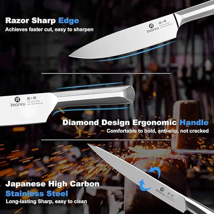 imarku Knife Set, 16Pcs Japanese Knife Set with Block & Built-in Sharpener, High Carbon Stainless Steel Kitchen Knives, Non-Slip Ergonomic Handle, Dishwasher Safe, Home Essentials Perfect for Gifts