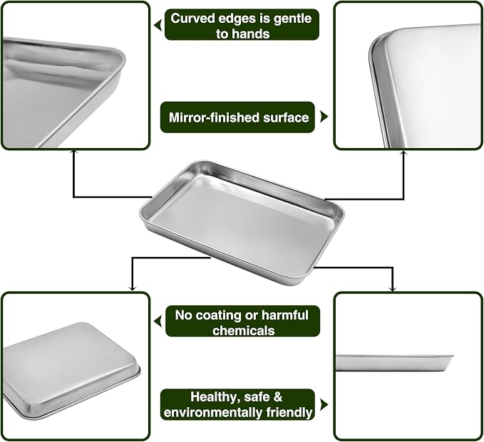 Aspire Baking Sheets and Racks Set, Stainless Steel Oven and Dishwasher Safe Wire Rack, Easy Clean-M 3 Pcs
