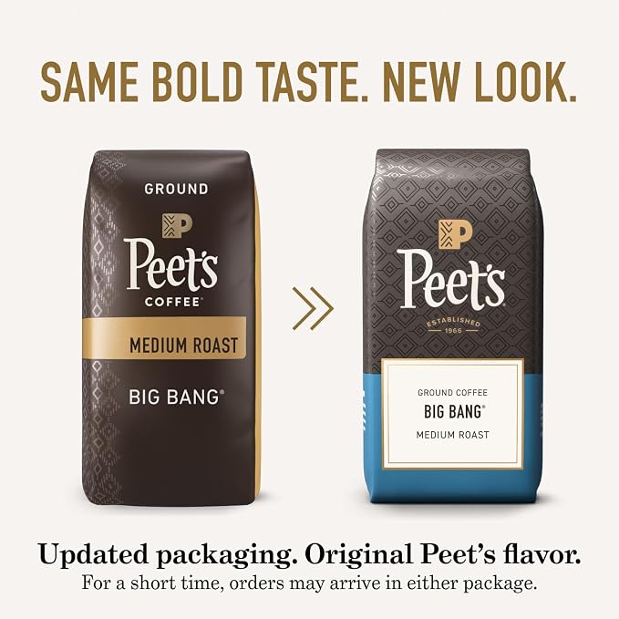 Peet's Coffee Medium Roast Ground Coffee | Big Bang | 36 Ounces | 2 Bags