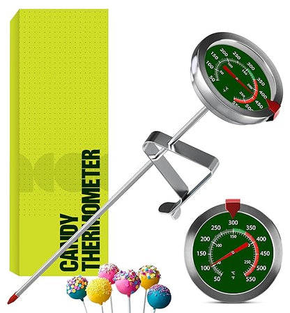 CRAFT911 Candy Thermometer with Pot Clip - Deep Fry Oil Thermometer for Frying and Candle Making (Green)