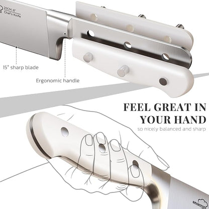 Knife Set, Kitchen Knives Set with Block and Sharpener 14 Pcs Full Tang Knives German Stainless Steel Dishwasher Safe Kitchen Utensils Set with Ergonomic Handle Gifts for Women