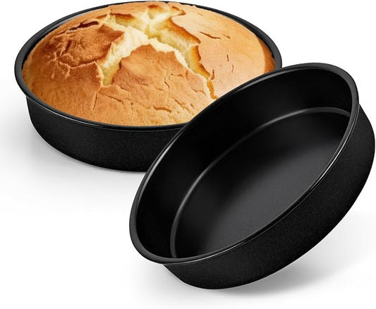 P&P CHEF 9 Inch Cake Pan Set of 2, 2 Pieces Nonstick Round Cake Baking Pans, Stainless Steel Smash Layer Cake Tin Bakeware for Cooking Steaming, Healthy & Sturdy, Oven & Dishwasher Safe