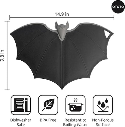 OTOTO Cutting Board - Wooden & Plastic Cutting Boards for Kitchen, Fun & Spooky Kitchen Gadgets, Housewarming & Goth Gifts, Dishwasher Safe (Bat, Plastic)