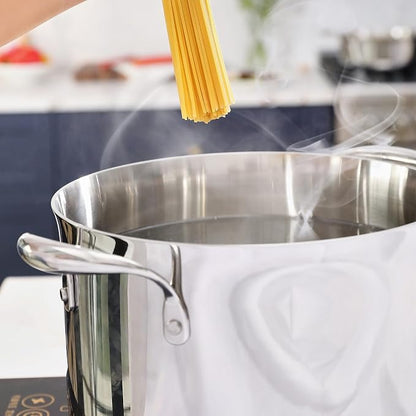 KEAWELL K3 Premium 8-Quart Tri-Ply Fully Clad Stainless Steel Stockpot with Lid, Induction & Oven Safe up to 600°F, Even Heating, Professional Cookware for All Stovetops (8-Qt)