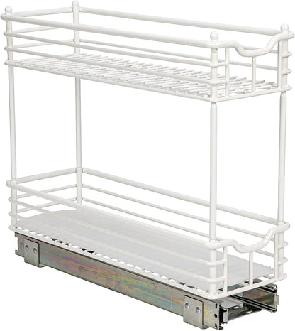 Household Essentials White Steel Two-Tier Slide-Out Organizer with Plastic Liners