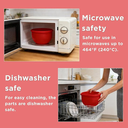 6 Qt 3-Pack Multicolor Silicone Liners with Vented Lids Compatible with KitchenAid Mixer, 2mm Extra-Thick Silicone Bowl Insert for Baking and Cooking, Mixer Parts & Accessories