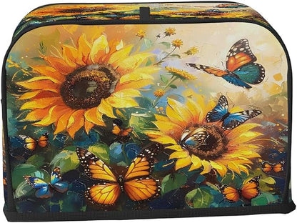 4 Slice Flower Sunflower Funny Toaster Cover Waterproof Dust Fingerprint Bread Machine Cover Washable Kitchen Appliance Protector For Home Kitchen Bakeware Table Decor Women Gifts
