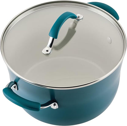Rachael Ray Cucina Ceramic Nonstick Cookware Pots and Pans Set, 13-Piece, Marine Blue