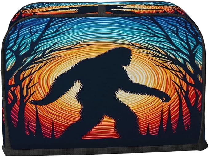 Bigfoot Toaster Cover 2 Slice Wide Slot Washable Toaster Covers | Forest Art Dust and Fingerprint Protection Bread Maker Covers for Kitchen Accessories Decor Bakeware Women Gift