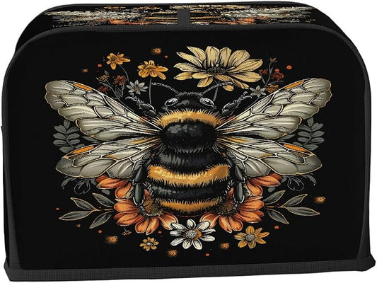 Animals Bee Toaster Cover 4 Slice Wide Slot Washable Toaster Covers | Flowers Art Dust and Fingerprint Protection Bread Maker Covers for Kitchen Accessories Decor Bakeware Women Gift