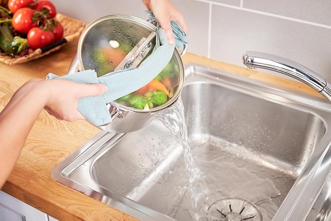 Rösle EXPERTISO Cookware Collection 9.5 in. Stainless Steel High Casserole Pot with Glass Lid