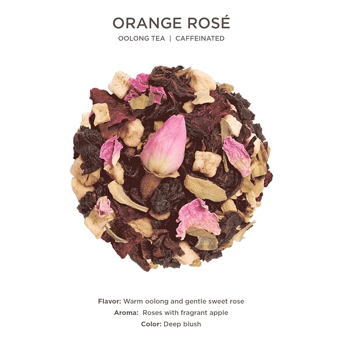 Tea Forte Oolong Rose Premium Loose Leaf Caffeinated Tea Blend Canister, Makes 35-50 Cups