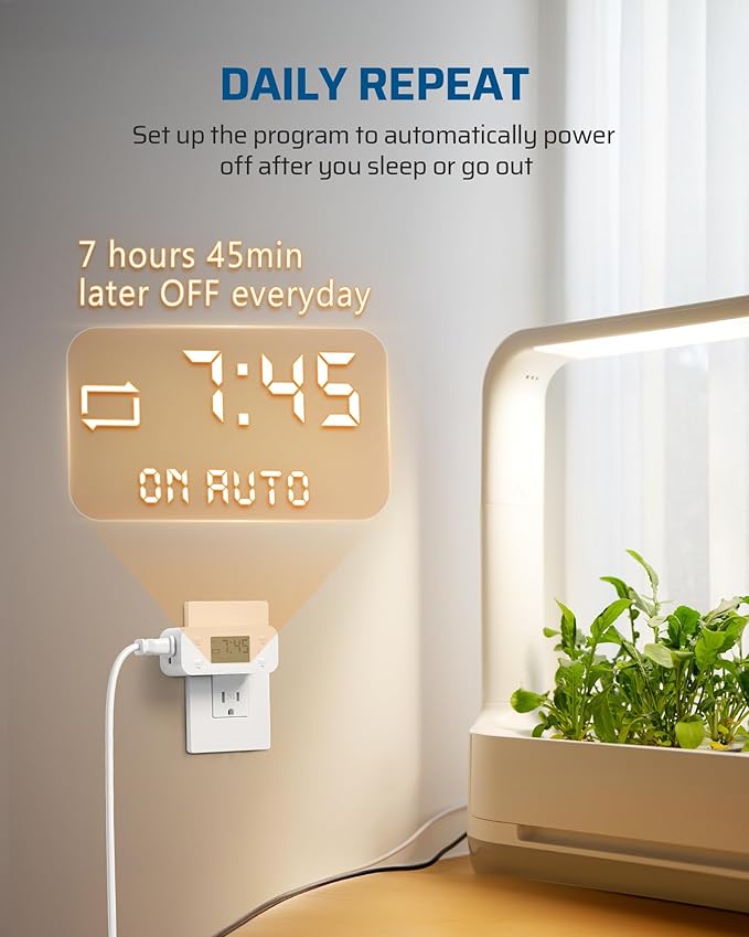 DEWENWILS Indoor Countdown Timer Outlet, Digital Timers for Electrical Outlets Indoor with Repeat, Auto Shut Off for Fan, Lights, Charger, Curling Iron, Hair Straightener, 15A/1000W, 1/2 HP, 2 Pack