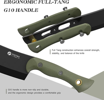 5.5 Inch Butcher Knife, 2-in-1 Chef & Meat Cleaver Knife with Sheath, Multipurpose Full Tang G10 Handle Kitchen Knives for Bone Chopping, 14C28N High Carbon Stainless Steel for Home and Outdoor