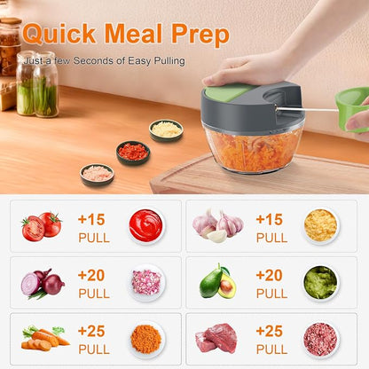 Ibergrif M502 Manual Onion Cutter, Multifunctional Onion Chopper, Multi Chopper with Filling Opening, BPA-Free, Easy Pull Chopper Manual for Vegetables, Meat, Nuts