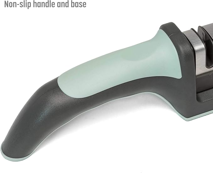 Goodful 3-Stage Knife Sharpener, Helps Repair, Restore and Polish Non-Serrated Blades Quickly, Safely & Easily, Sage