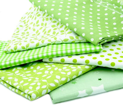 Fat Quarter Fabric Bundles Pre-Cut Quilting Cotton Twill Striped Printed Assortments Craft Cloth Bundle Squares DIY for Sewing Crafting Rose Flavor(Green,18 by 20.5Inch)