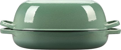 EDGING CASTING Enameled Cast Iron Oval Dutch Oven Pot with Lid, Dutch Oven for Sourdough Bread Baking, Bread Oven, Bread Dutch Oven, Oval Bread Pan, 7qt, Sage Green