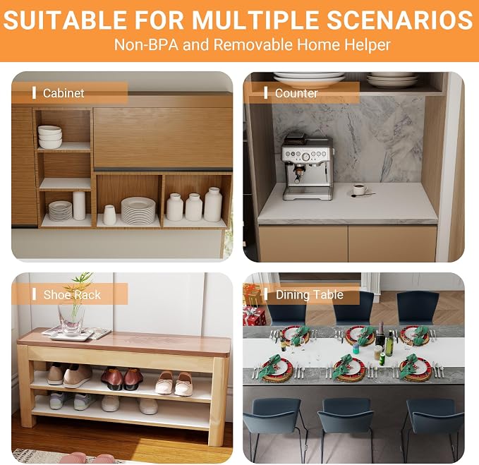 Shelf Liners for Kitchen Cabinets Non-Adhesive: 17" W x 300" L Waterproof Drawers Liner - White Easy to Cut Cupboard Mat for Pantry Shelves