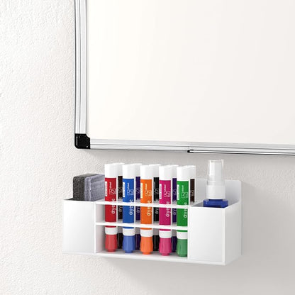 HBlife Acrylic Magnetic Dry Erase Marker Holder for Whiteboard, Wall Mount 10 Slots Magnet Pen Pencil Holder for Fridge Refrigerator, Locker Organizer Accessories for School Classroom Office, White