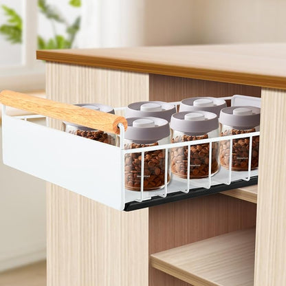 Longzhuo Pull Out Cabinet Organizer, 9.5x15x3.5 inch Kitchen Drawer Organizer with Slides, Pull Out Drawers for Cabinets Kitchen Bathroom