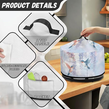 Slow Cooker Dust Cover Compatible with 6-8 qt Crock for Pot Highland Blue Hummingbird Floral Small Kitchen Appliance Decor Dust Cover