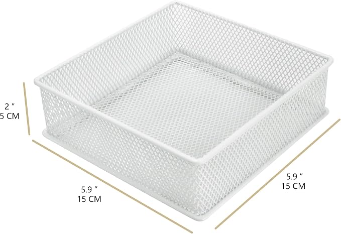 Annova Mesh Stackable Drawer Cabinet and Shelf Organizer Bins Storage Basket School Office Supply Holder Tray- Set of 2 (White, 6x6x2 Inch)