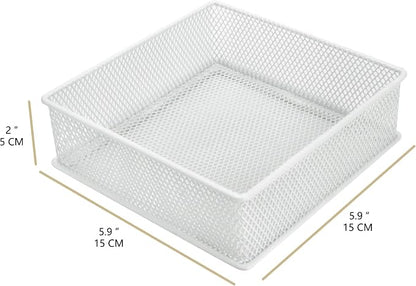 Annova Mesh Stackable Drawer Cabinet and Shelf Organizer Bins Storage Basket School Office Supply Holder Tray- Set of 2 (White, 6x6x2 Inch)