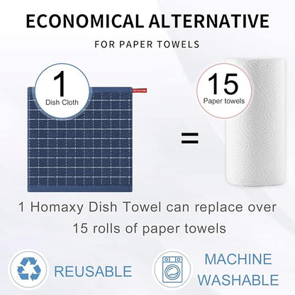 Homaxy 100% Cotton Terry Kitchen Dish Cloths, Ultra Soft and Absorbent Dish Towels for Kitchen, Suitable for Drying and Washing Dishes, 8 Pack, 12 x 12 Inches, Navy Blue