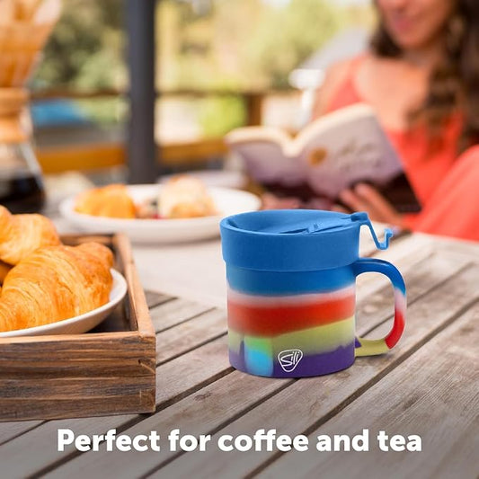Silipint 16oz Silicone Coffee Mug Tumbler with Flip Lid – Unbreakable Dishwasher Safe Microwave Oven & Freezer Compatible – Non-Toxic Reusable Cup for Coffee Tea or Cold Drinks, Drippy - Pack of 2