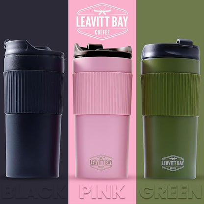 Portable French Press Travel Mug – Insulated Stainless Steel French Press Mug for Hot or Cold Brew – Durable Travel Coffee Maker – On-the-Go Tea & Coffee Maker (Pink)