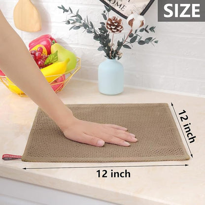Homaxy 100% Cotton Waffle Weave Kitchen Dish Cloths, Ultra Soft Absorbent Quick Drying Dish Towels, 12 x 12 Inches, 24-Pack, Tan