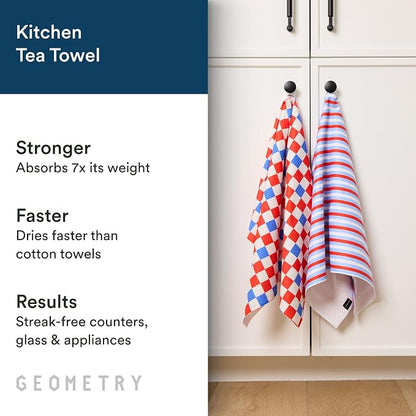 GEOMETRY Kitchen Towels - Quick Dry, Absorbent Microfiber Dish Towels for 4th of July, Memorial Day, Veterans Day, and Holiday Decor - Red, White, and Blue - Liberty Lines
