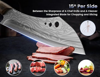 SYOKAMI Butcher Knife Set, 3 PCS Kitchen Knives Set for Cutting, Meat Cleaver Chef Knife Set, Japanese Style High Carbon Steel Knives Set, Chopping & Slicing & Boning for Home and BBQ, Ideal for Gift