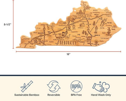 Totally Bamboo Destination Kentucky Shaped Cutting Board – Bamboo Charcuterie and Serving Board with Hang Tie for Wall Display